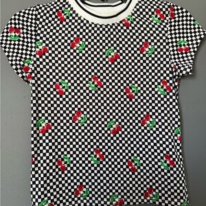 Cherry Baby T - Black and White Checkered